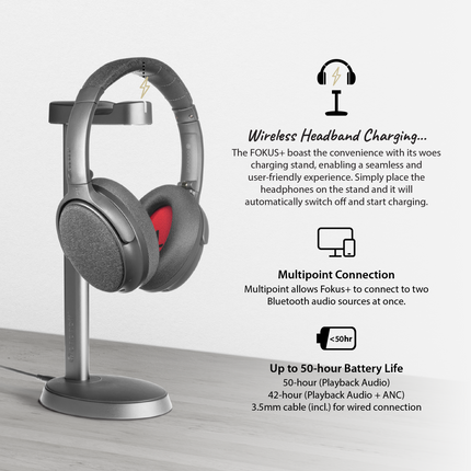Fokus+ ANC Headphones with Wireless Charging Stand